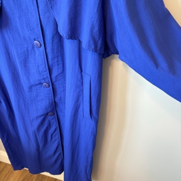 Vintage Women's Full Length, Cobalt Blue, Lined Trench Coat, Circa 1980s, SZ 12 - Picture 4 of 9